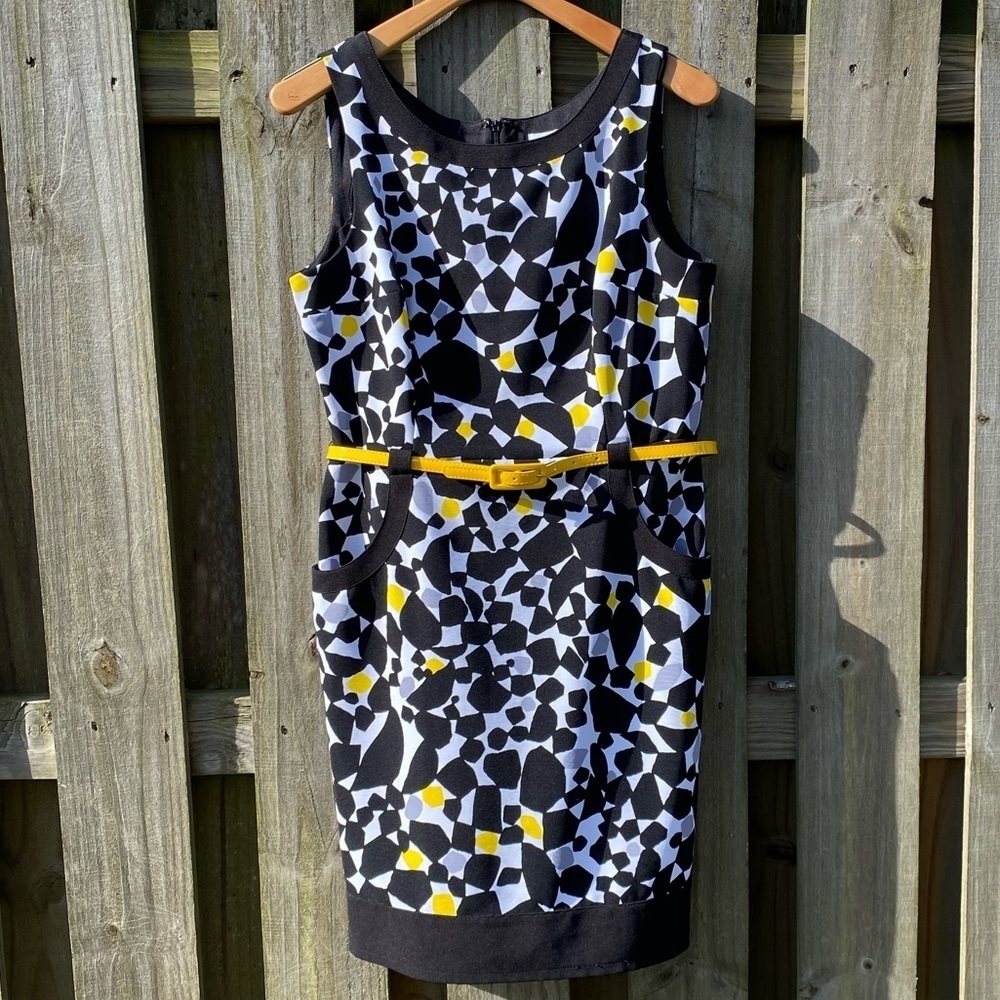 NY&Co Women's Sleeveless Geometric Dress 🖤💛🤍
